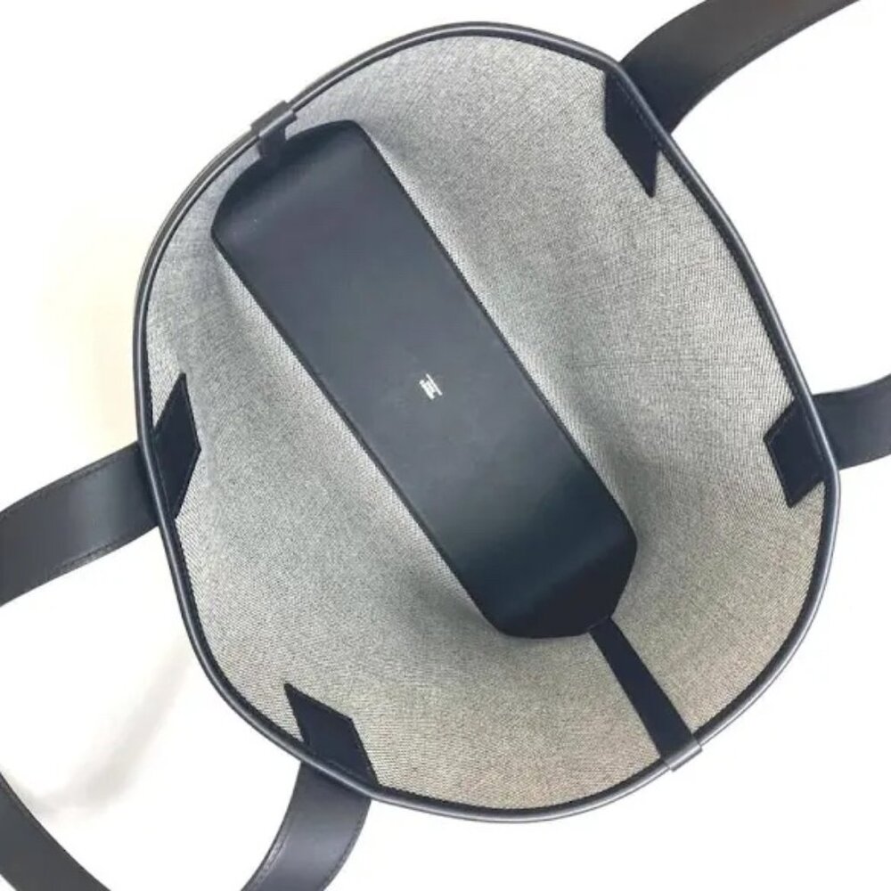 Hermes Ambie GM Women,Men Toile H,Swift Leather Tote Bag - Black and White - Picture 7 of 7